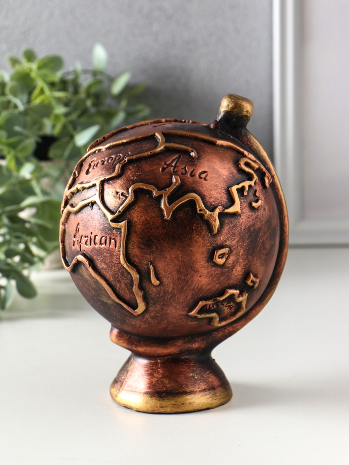 Копилка для денег «Глобус», 17×12×11.5 см, гипс под бронзу