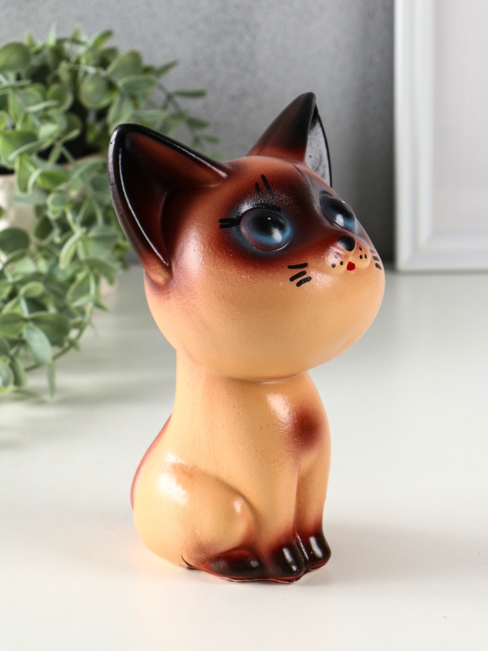 Копилка для денег «Котёнок сиамский», гипс, 19.5×12×12.5 см