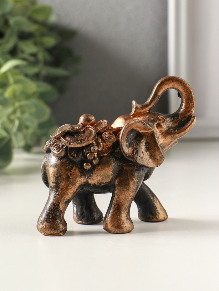 Фигурка гипс «Слон несет богатство», 8×8×4 см, под бронзу винтаж