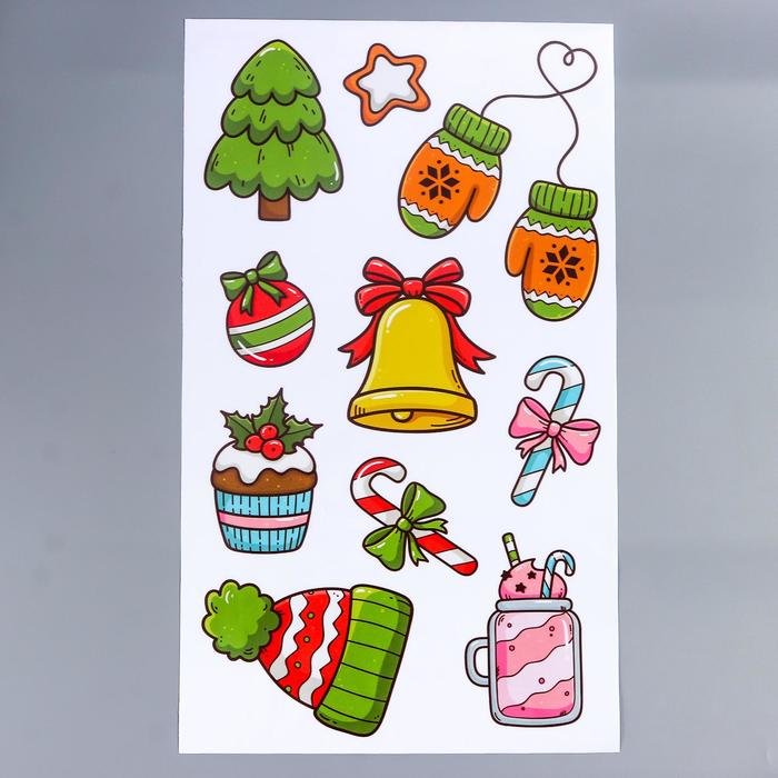 Интерьерная наклейка «Новогодние сладости», прозрачный фон, 30×50 см