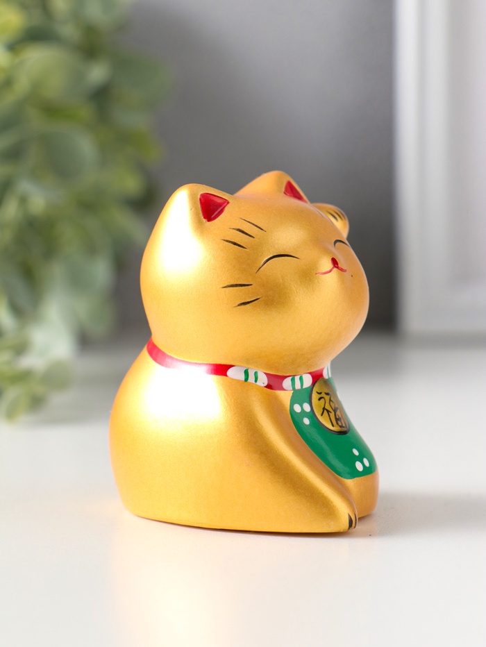 Фигурка керамика «Котик Манэки-нэко золотой», 5.3×7.3×6 см