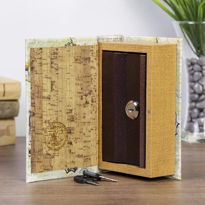 Шкатулка книга - сейф «Голубая бабочка», дерево, 17×11×5 см