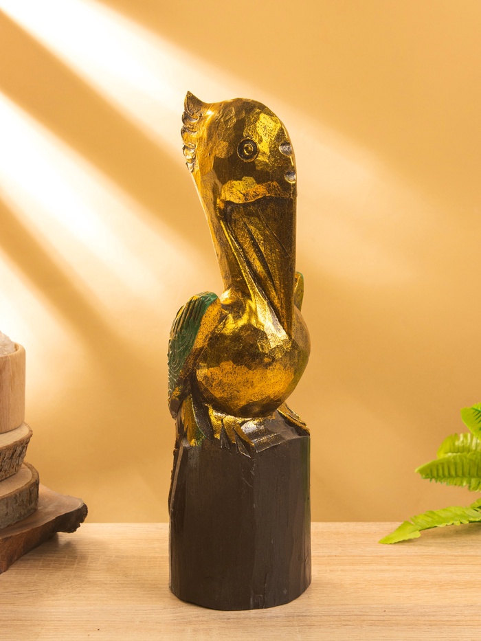 Сувенир интерьерный «Пеликан», 10×10×33 см, дерево, золото