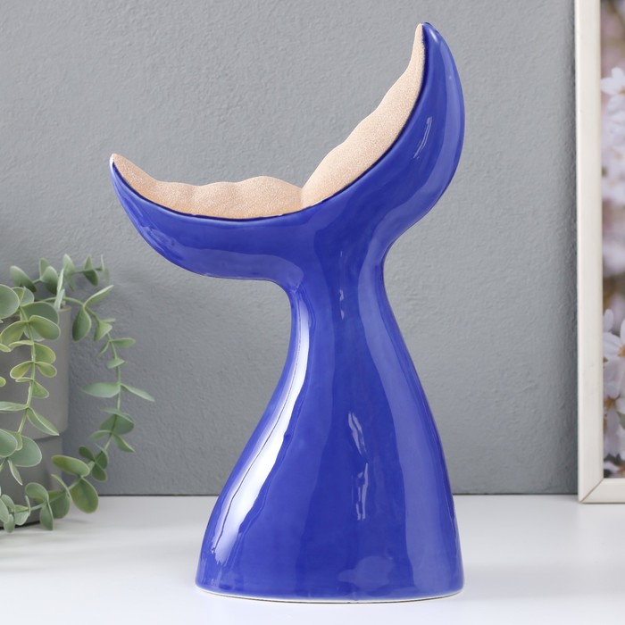 Фигурка керамика «Хвост кита», ярко-синий, 19.4×9.2×29 см