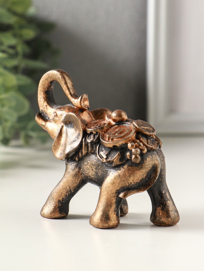 Фигурка гипс «Слон несет богатство», 8×8×4 см, под бронзу винтаж