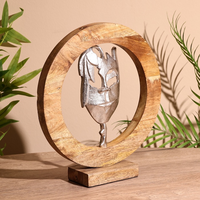 Сувенир интерьерный в деревянном кольце «Маска», 30×8×33 см