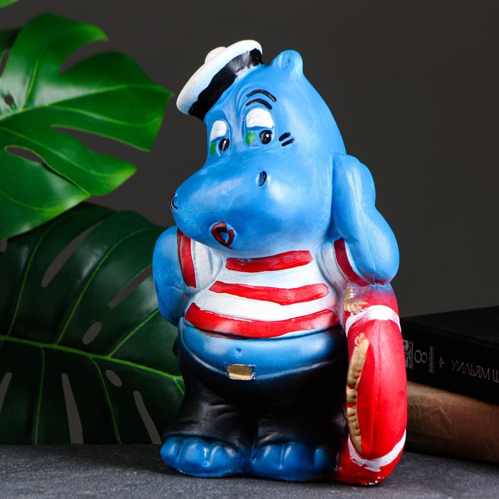 Копилка для денег «Бегемот - моряк», гипс, 17×17×29 см