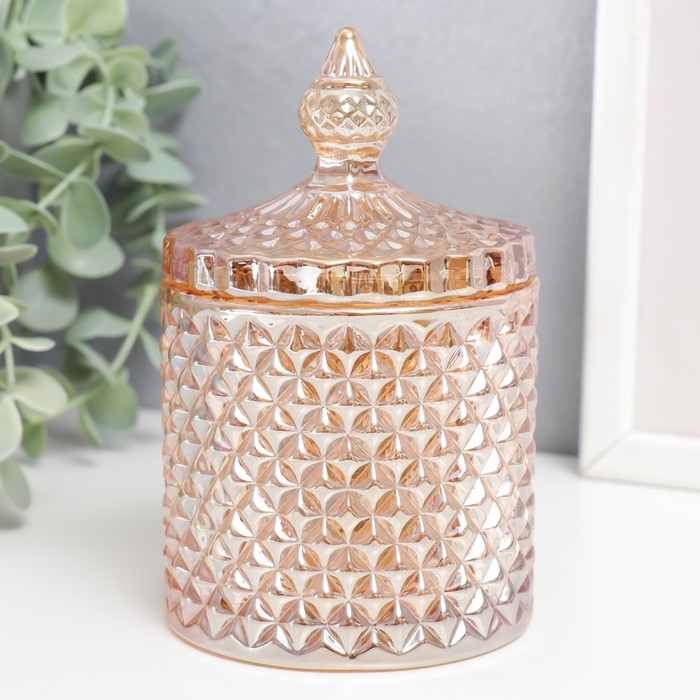 Шкатулка для украшений «Ромбы и купол», стекло, карамель 14×8.2×8.2 см