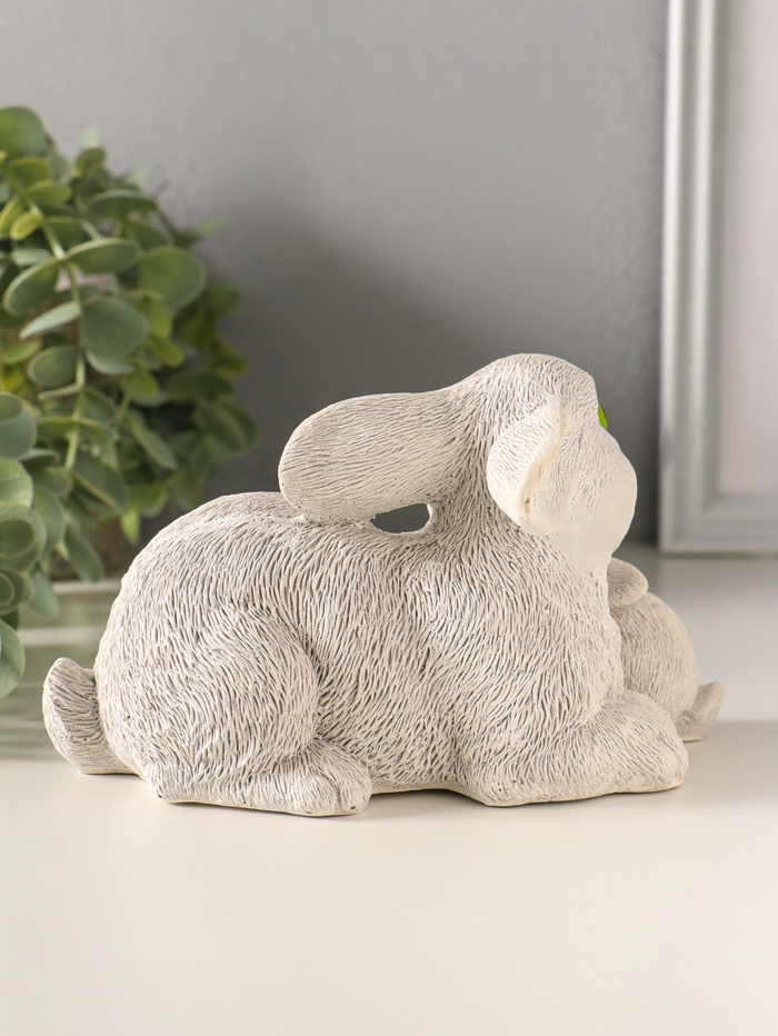 Фигурка гипс «Кролики пасхальные», 10×10×18 см, серый