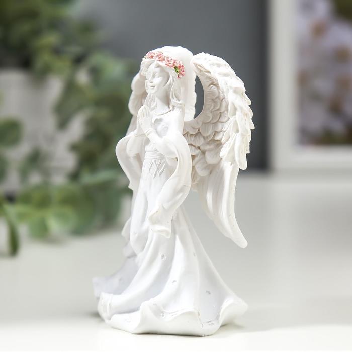 Фигурка полистоун «Ангел-девушка в розовом венке - надежда», 5×7.5×4 см, МИКС
