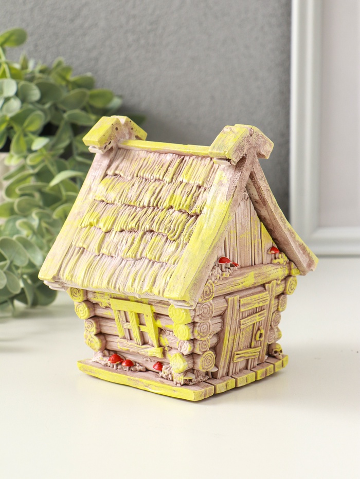 Шкатулка для украшений «Избушка» 12×11×9 см, гипс, коричневый