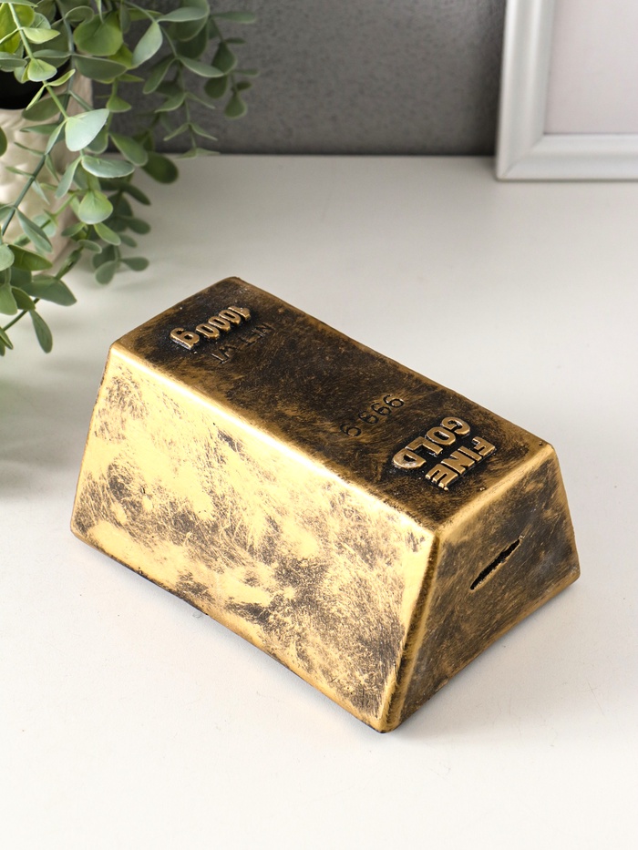 Копилка для денег «Золотой слиток», гипс, 16.5×11.5×8 см