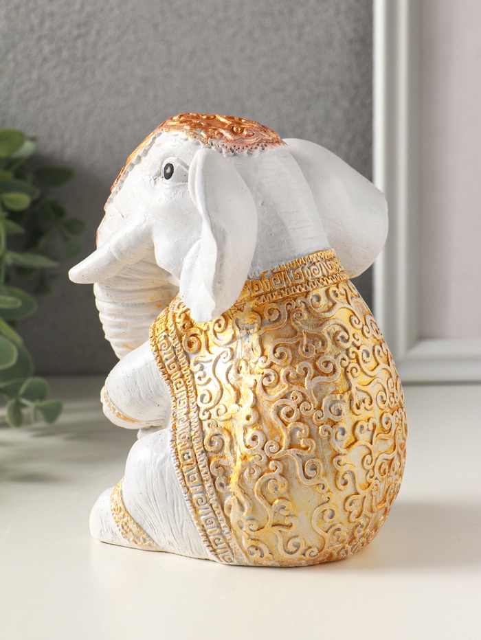 Фигурка гипс «Слон Индийский», 15×12×11 см, серый с росписью