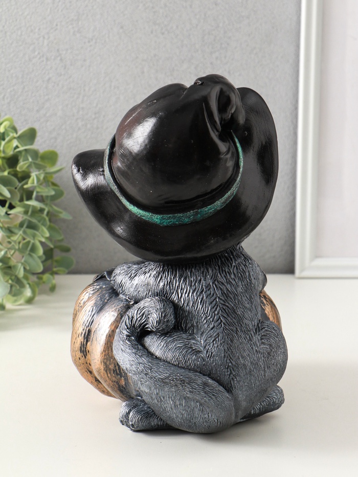 Копилка для денег «Кот с тыквой», гипс, 27×22 см, под бронзу с серебром