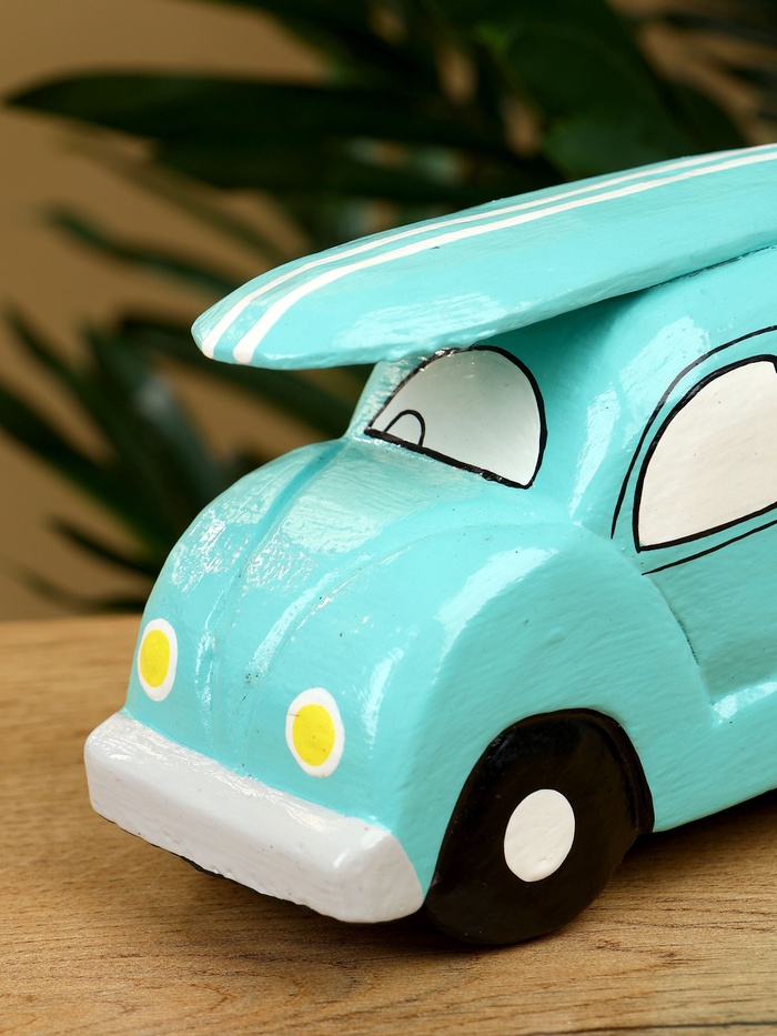 Сувенир «Машинка с серфом», 17×6×9 см, дерево, бирюзовый