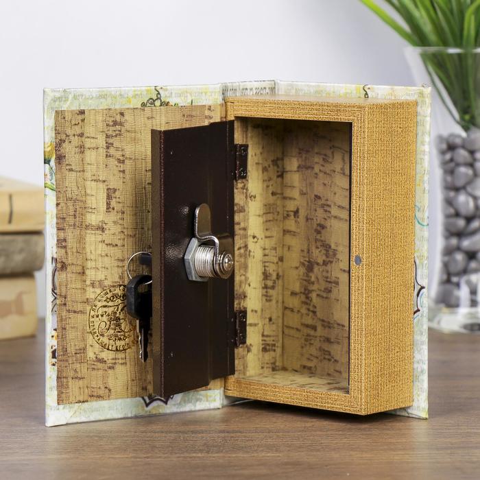 Шкатулка книга - сейф «Голубая бабочка», дерево, 17×11×5 см