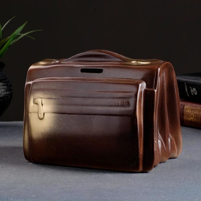 Копилка для денег «Барсетка», коричневая, 17×10×14 см