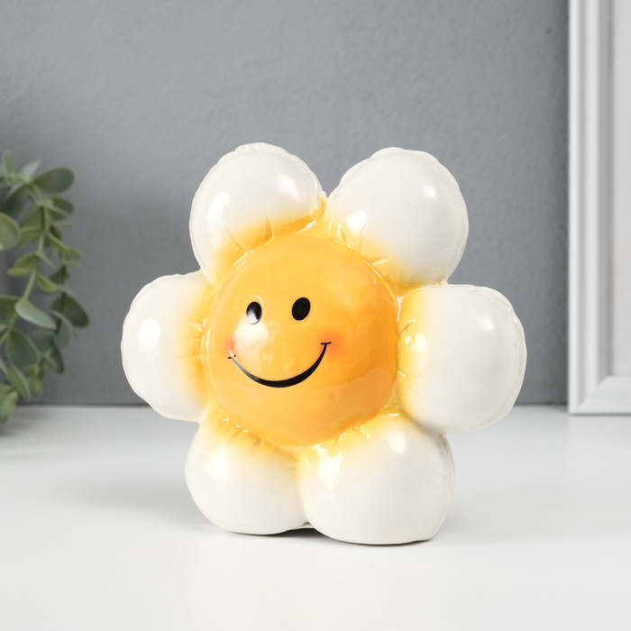 Копилка для денег «Ромашка-шарик», керамика, 7×16.4×14.5 см