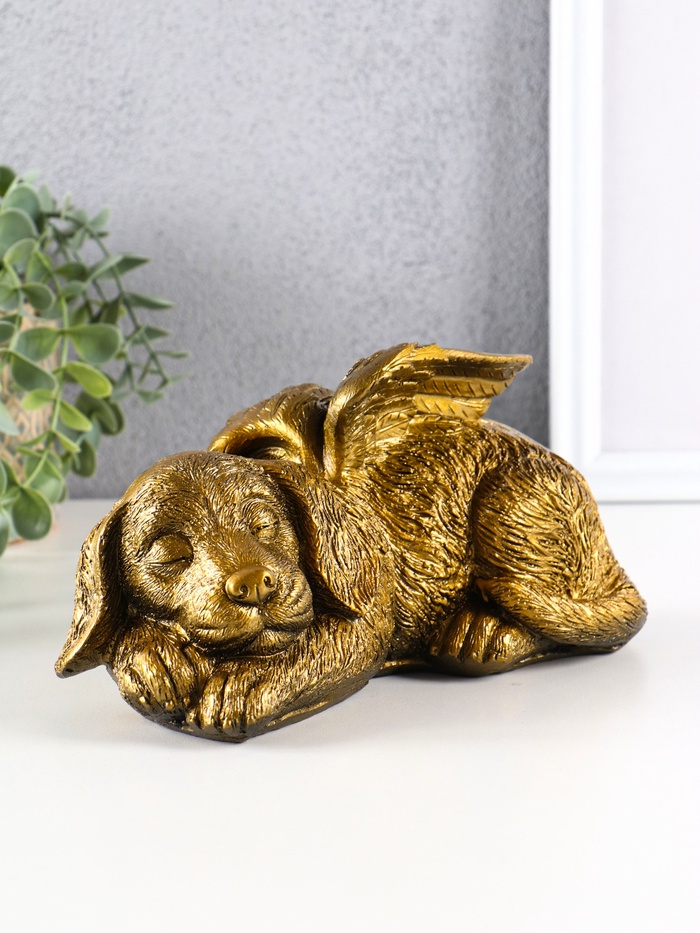 Копилка для денег «Собака ангел», гипс, 11×21×12 см, цв. бронза