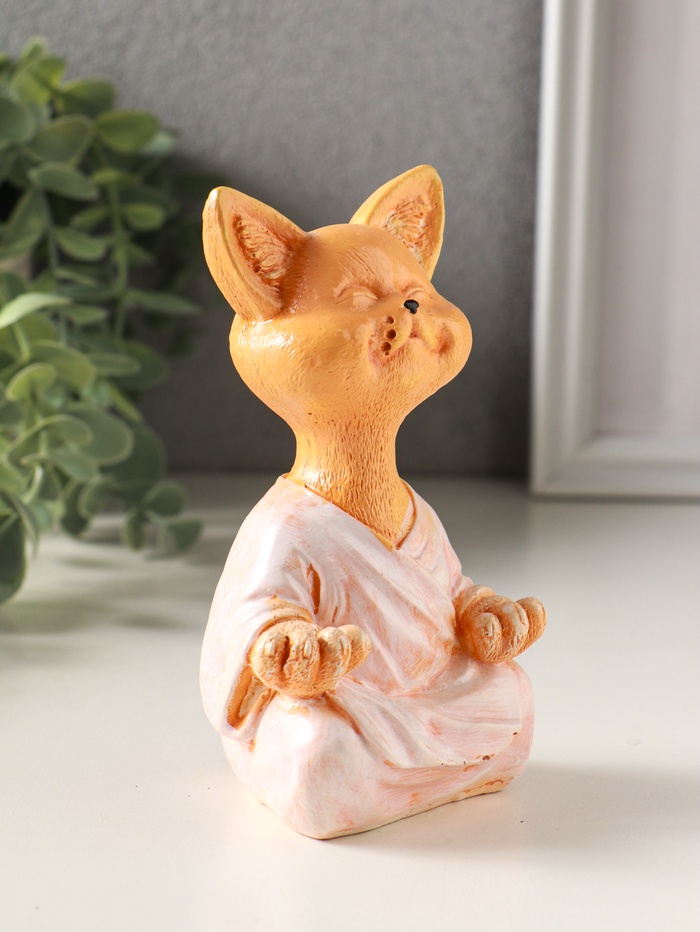 Фигурка гипс «Кот рыжий в позе лотоса», 12×7×5 см,