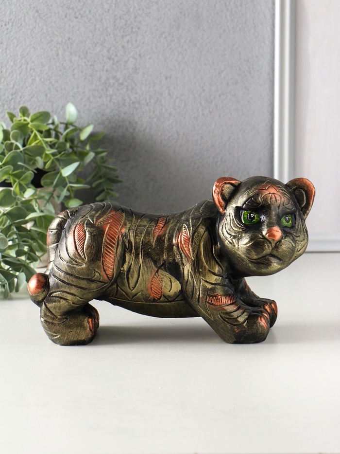 Копилка для денег «Тигр», гипс, 14×12.5×24 см, золотой