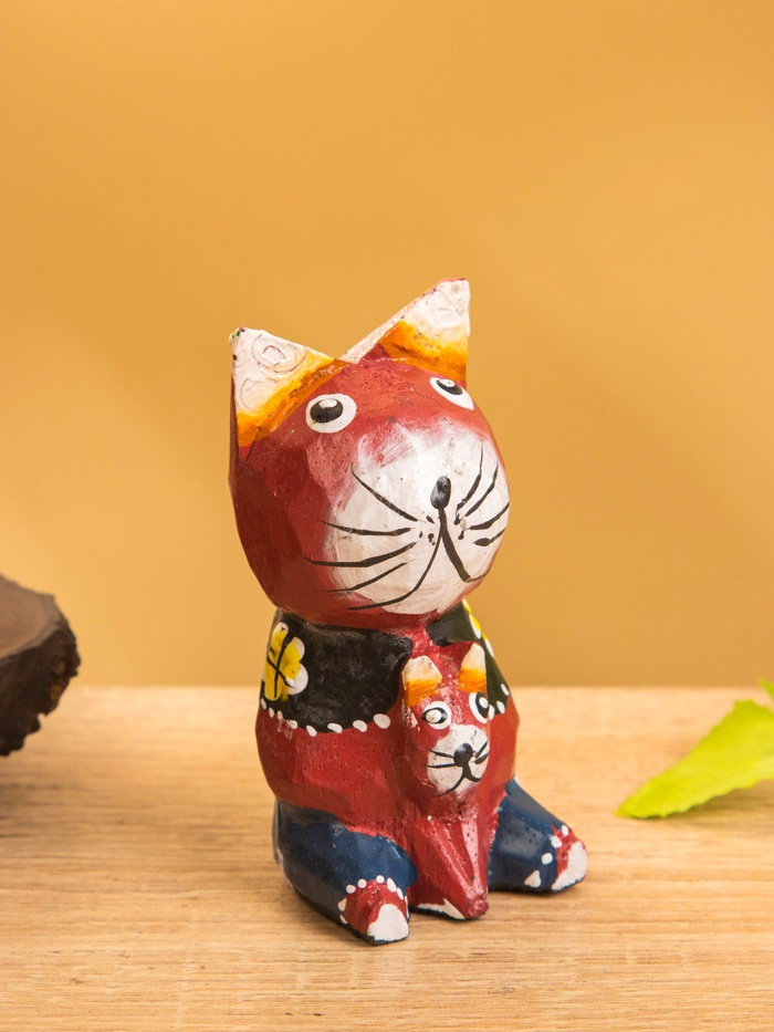 Сувенир интерьерный «Котики», 5×5×8 см, дерево, бордовый