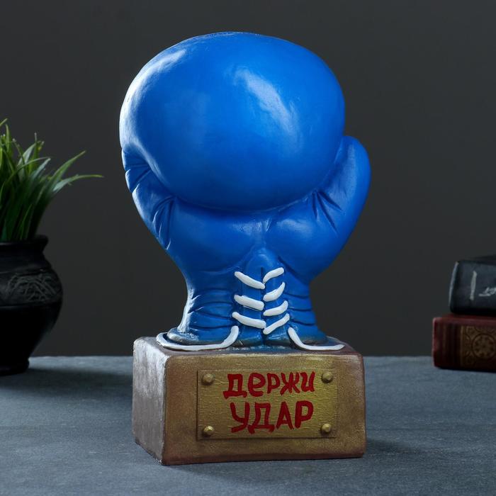 Копилка для денег «Боксерская перчатка», гипс, синяя-золото, 12×14×24.5 см