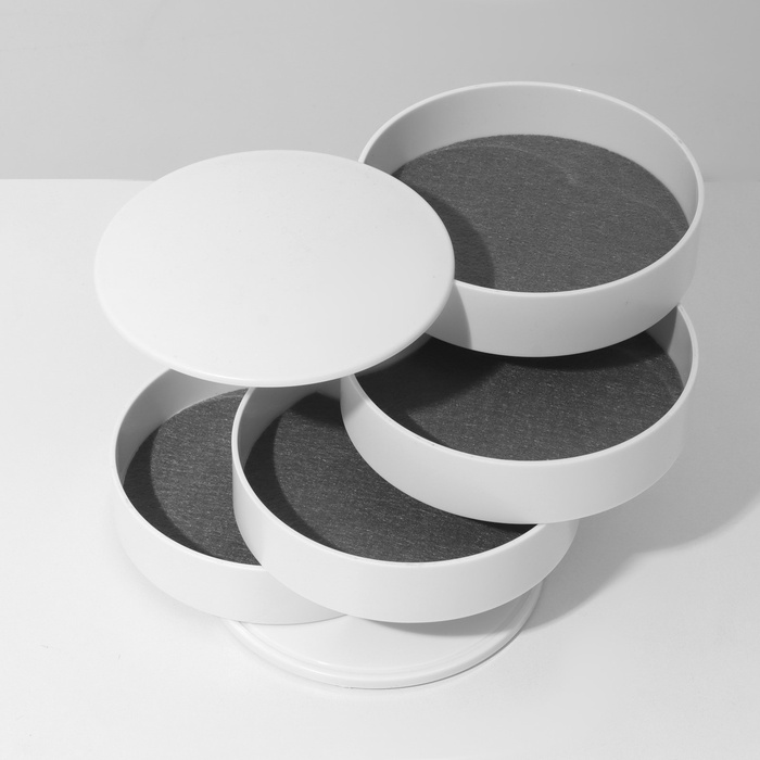 Шкатулка - органайзер для хранения украшений, 4 секции, 10×10×10 см, белая