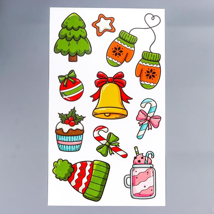 Интерьерная наклейка «Новогодние сладости», белый фон, 30×50 см