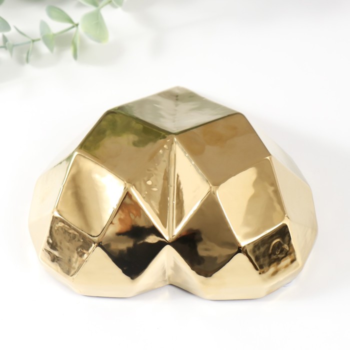 Фигурка керамика «Сердце 3D грани», золото, 15×15×5 см