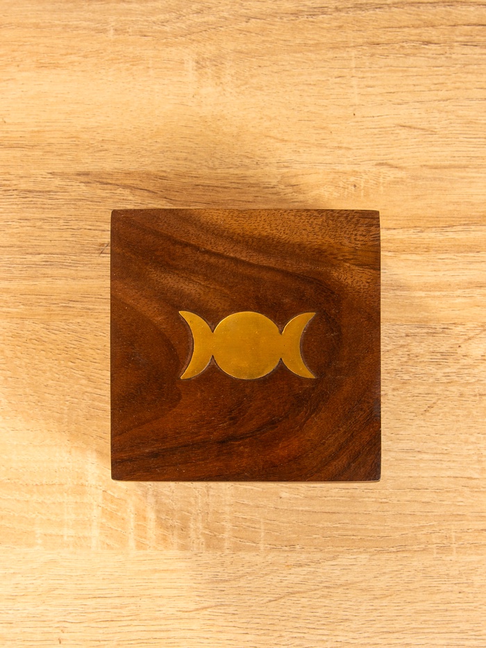 Шкатулка «Фазы Луны», 10×10×6 см, дерево шишам