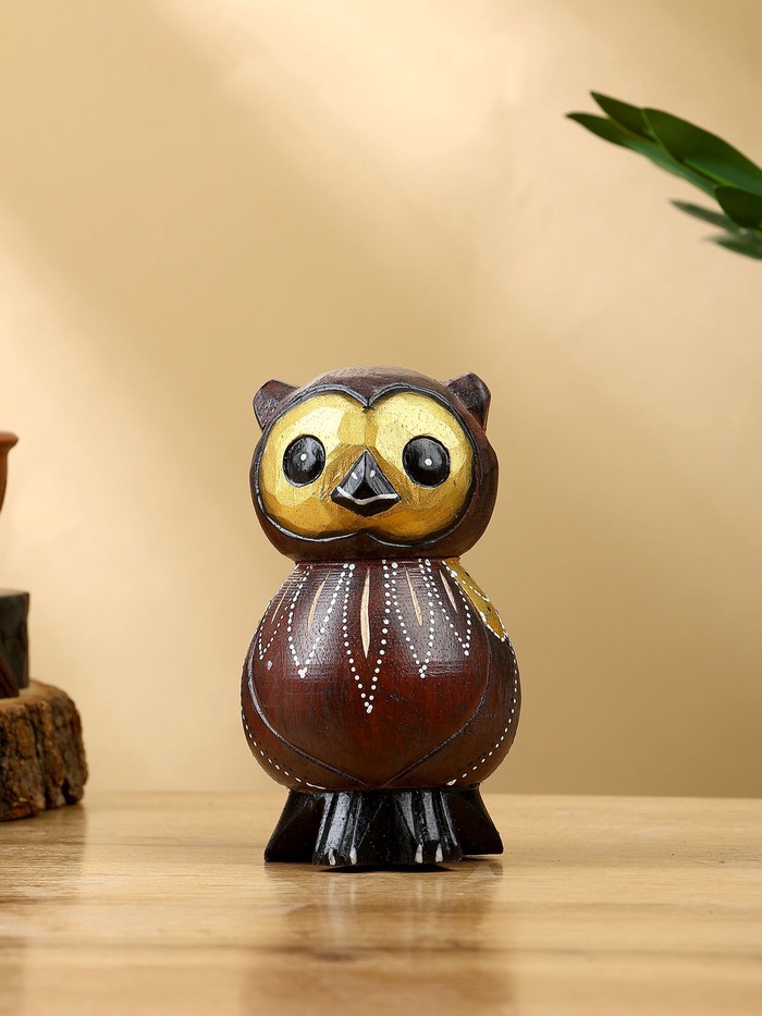 Набор сувенирный «Совята», h=14 см, h=12 см, h=10 см, дерево, коричневый