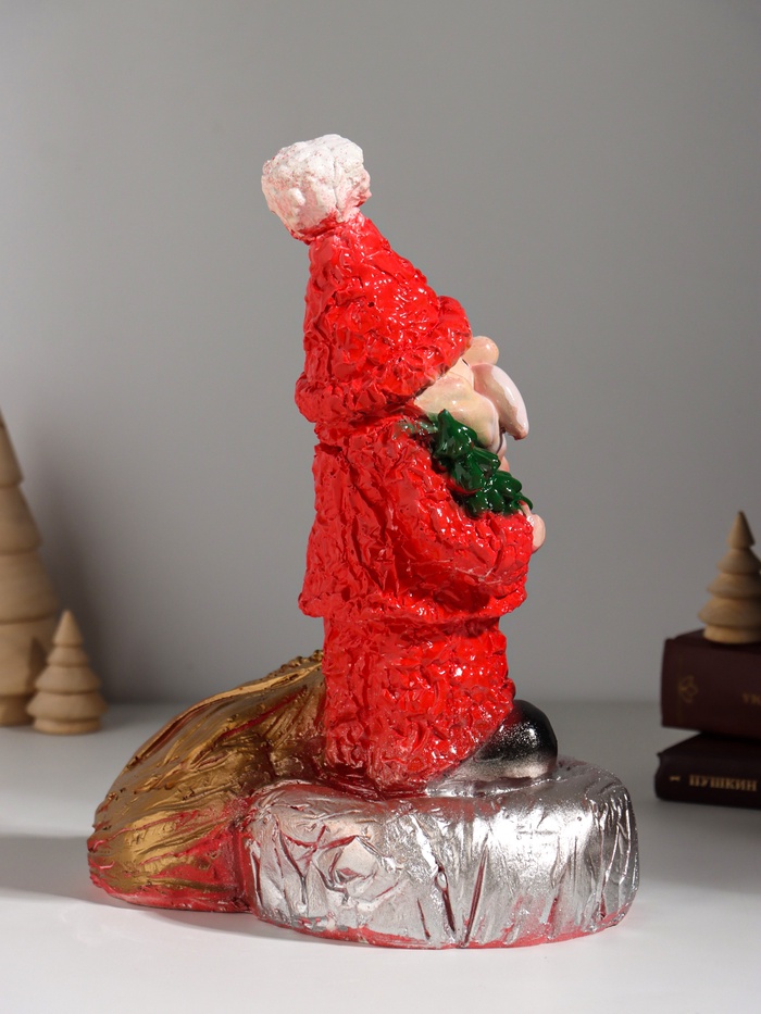 Копилка для денег «Дед Мороз с мешком», гипс, красная, 25.5 см