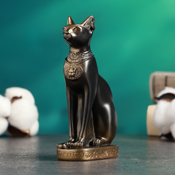 Фигурка гипс «Кошка египетская», бронза, 7×14×5 см