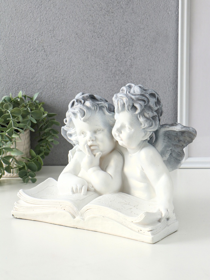 Фигура гипс «Два ангела с книгой», 26×21.5×17 см, антик