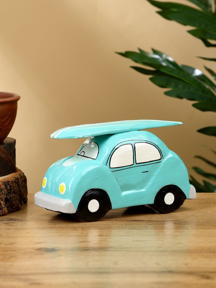 Сувенир «Машинка с серфом», 17×6×9 см, дерево, бирюзовый