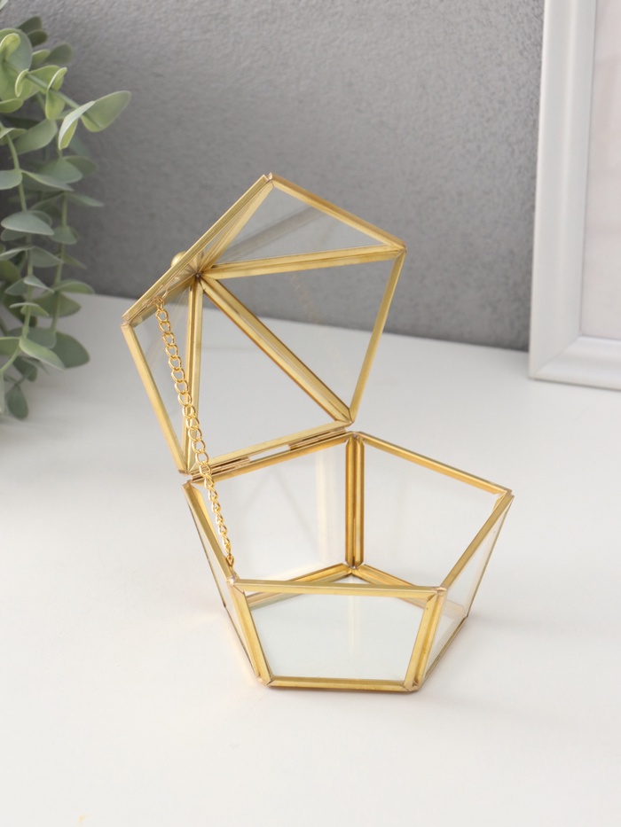 Шкатулка для украшений (колец, колье, серёг) «Домик маленький», 12×12×12 см, стекло