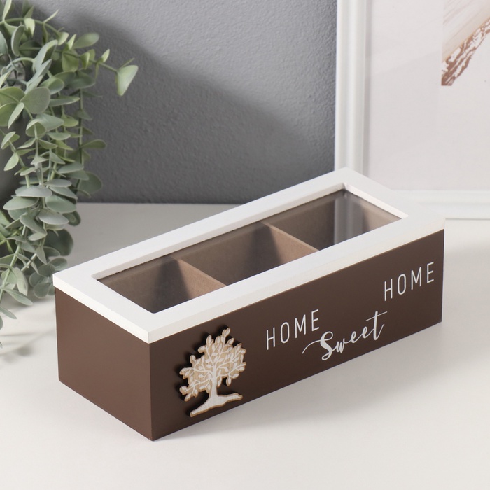 Шкатулка для украшений 3 деления «Дерево», 9.6×23.7×7 см