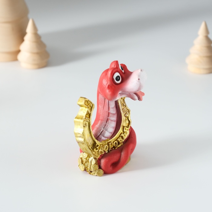 Фигурка полистоун «Змейка с подковой», 5.5×4×8 см, МИКС