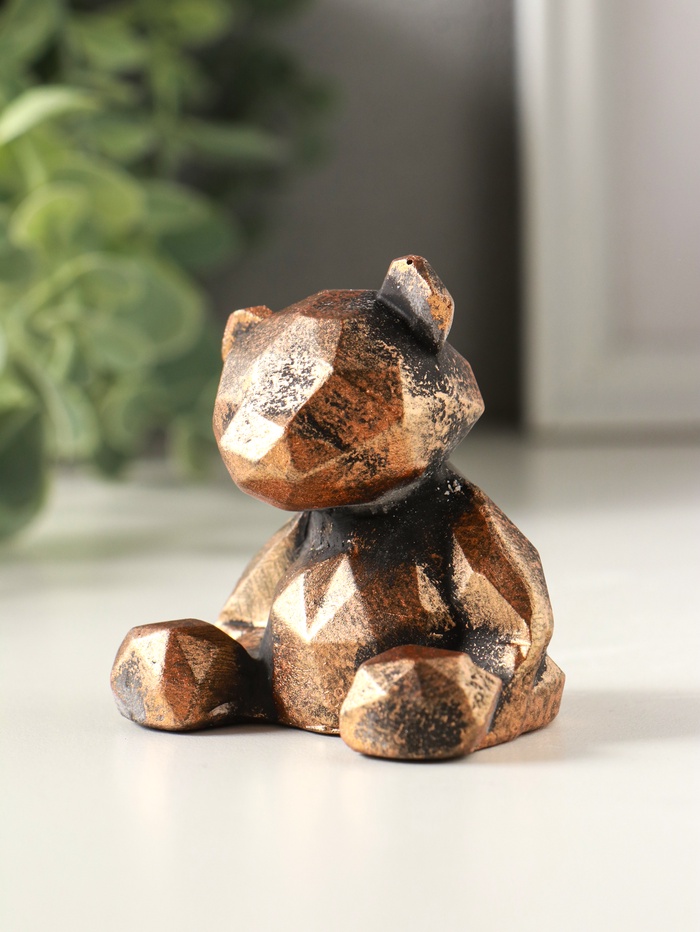 Фигурка гипс «Мишка геометрический», 6×6×5 см, винтажная бронза