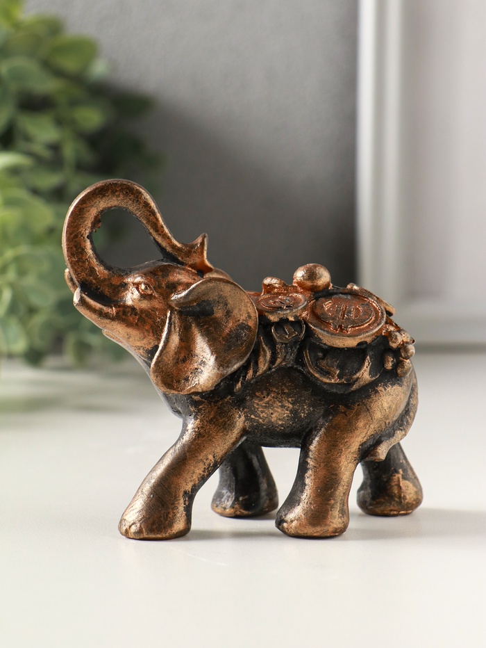 Фигурка гипс «Слон несет богатство», 8×8×4 см, под бронзу винтаж