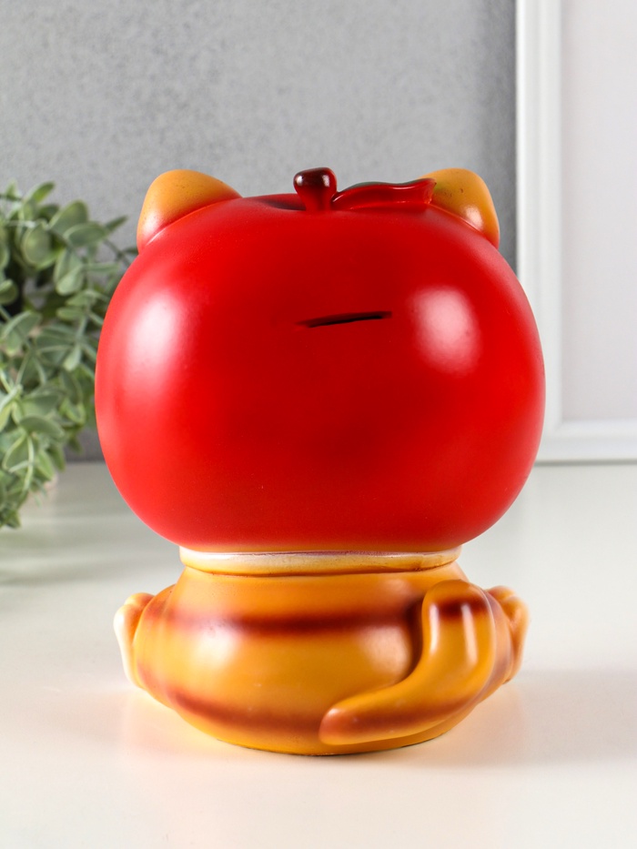 Копилка для денег «Кот в костюме яблоко», гипс, красный, 21×17×17 см