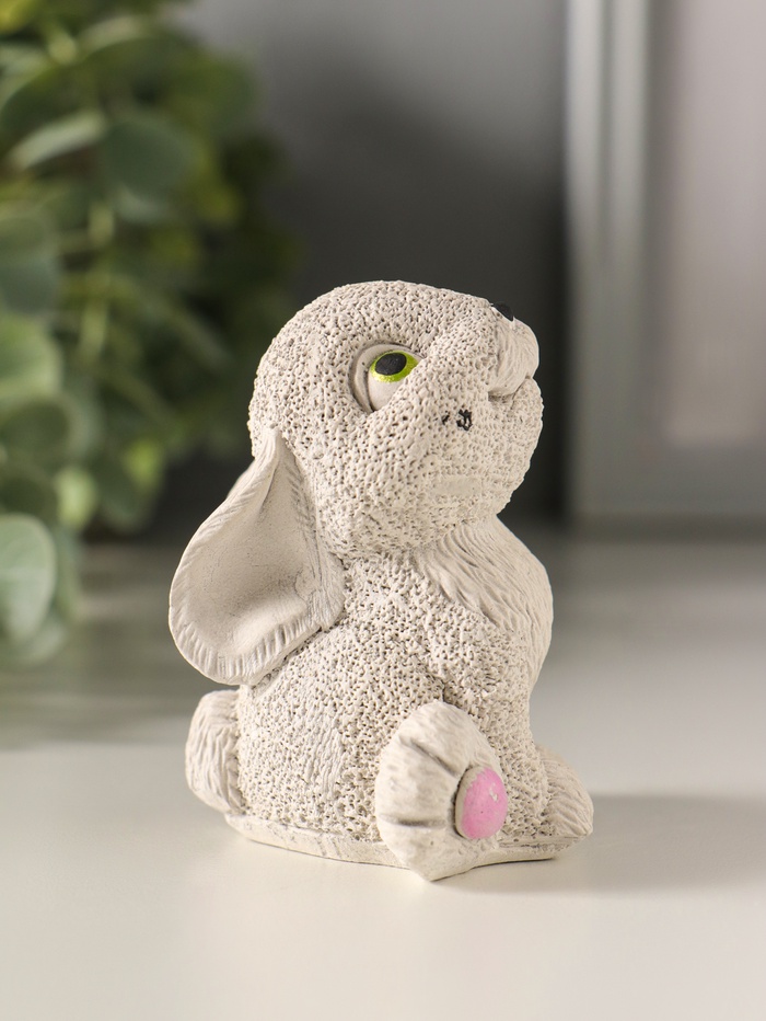 Фигурка гипс «Кролик сидит», 7×5×6.5 см, серый