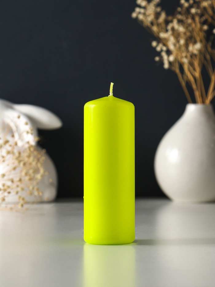 Свеча - цилиндр, 4×12 см, 15 ч, фисташковая