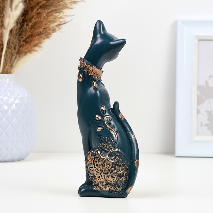 Фигурка полистоун «Кошка», синяя, 20×8 см