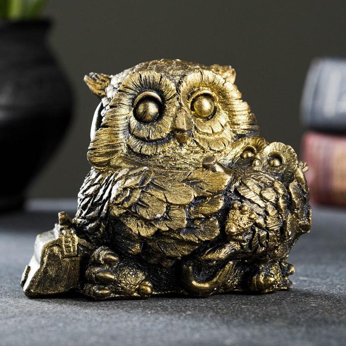 Фигурка гипс «Сова с совенком», под латунь, 10×10×10 см