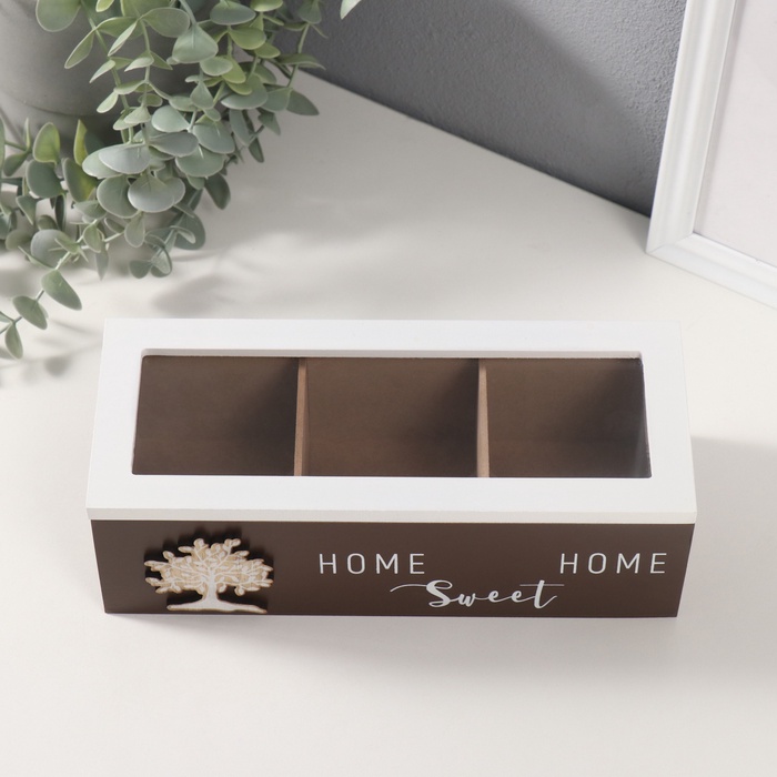 Шкатулка для украшений 3 деления «Дерево», 9.6×23.7×7 см