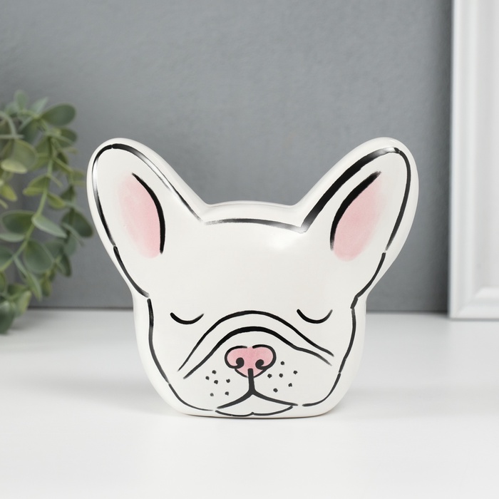 Копилка для денег «Белый бульдог», керамика, 8×14.5×12.1 см