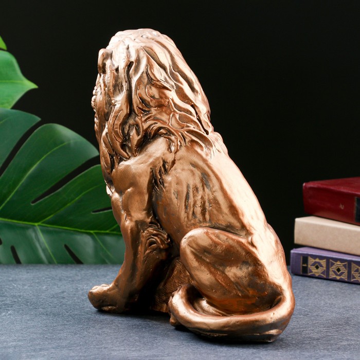 Копилка для денег «Лев сидит», гипс, малый, бронза, 26×12×25 см