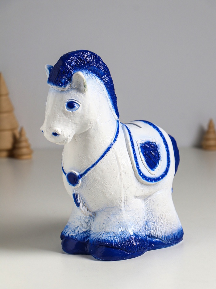 Копилка для денег «Лошадка пони», гипс, 23×20×10.5 см, бело-голубой